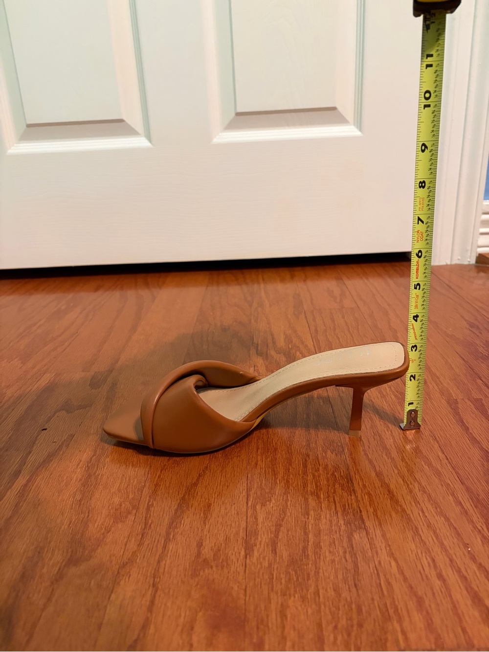 Contemporary Brown Leather Knot-Heel Mules - Picture 3 of 7
